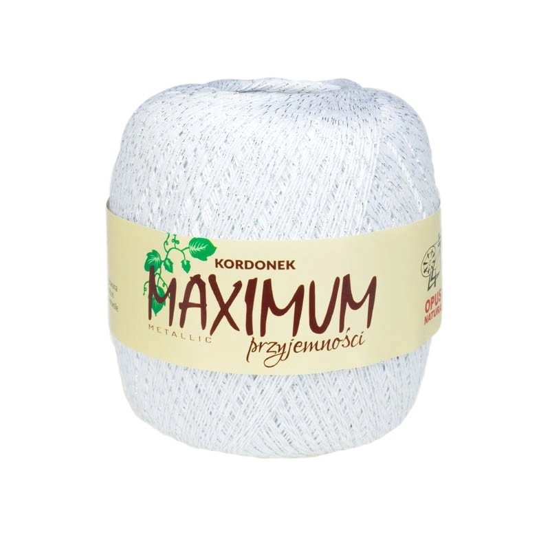 Kordonek Opus Natura Maximum Metallic Biały Ze Srebrną Nitką, Bawełna, 565M