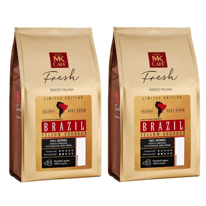 ZESTAW - Kawa ziarnista MK Cafe Fresh Brazil Yellow Bourbon 2x1kg