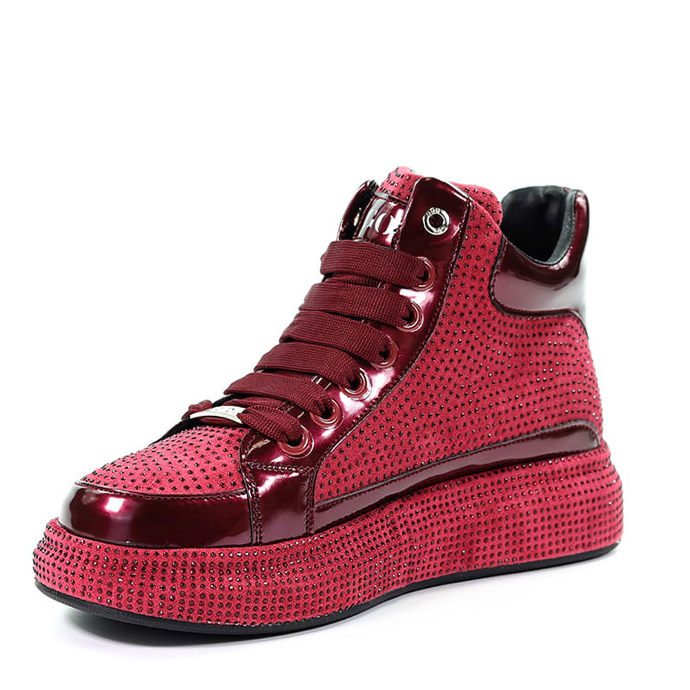 Botki sportowe damskie GOE 4098 cyrkonie bordo