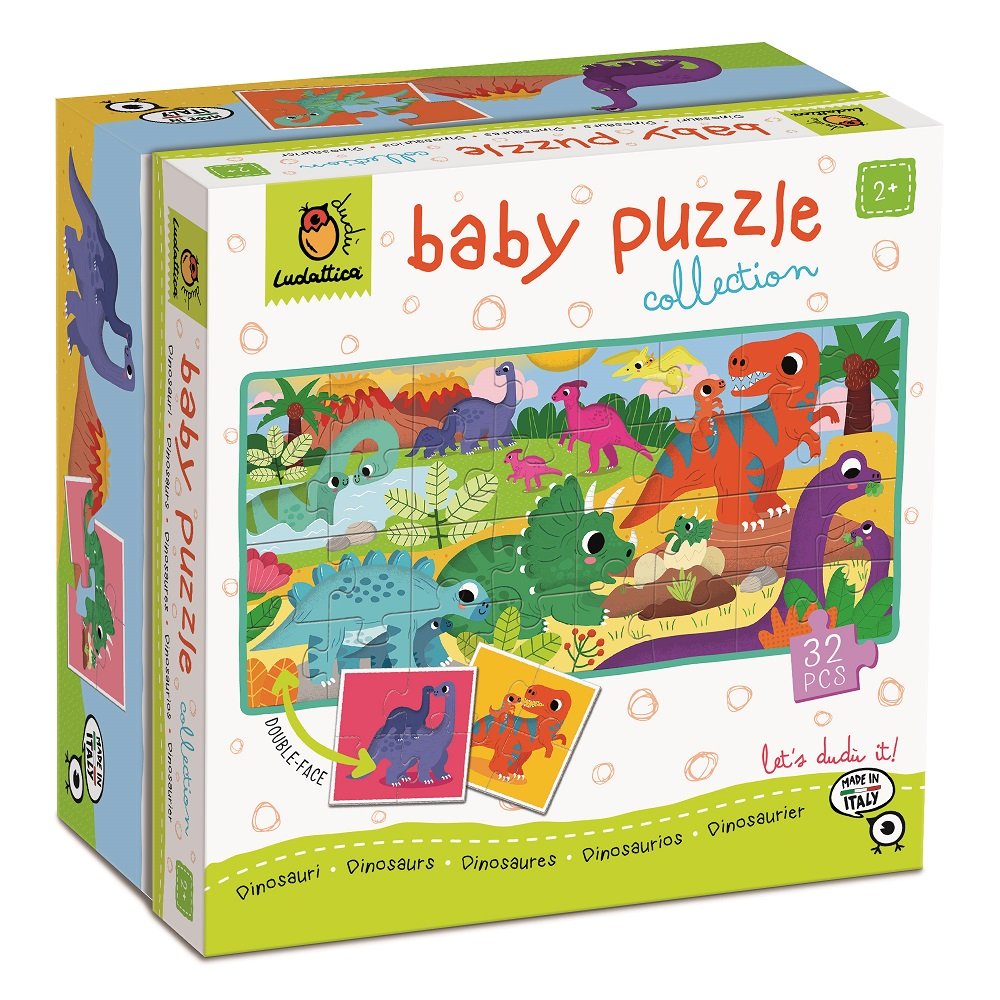 Dwustronne puzzle dla najmłodszych 2+ Dinozaury Ludattica