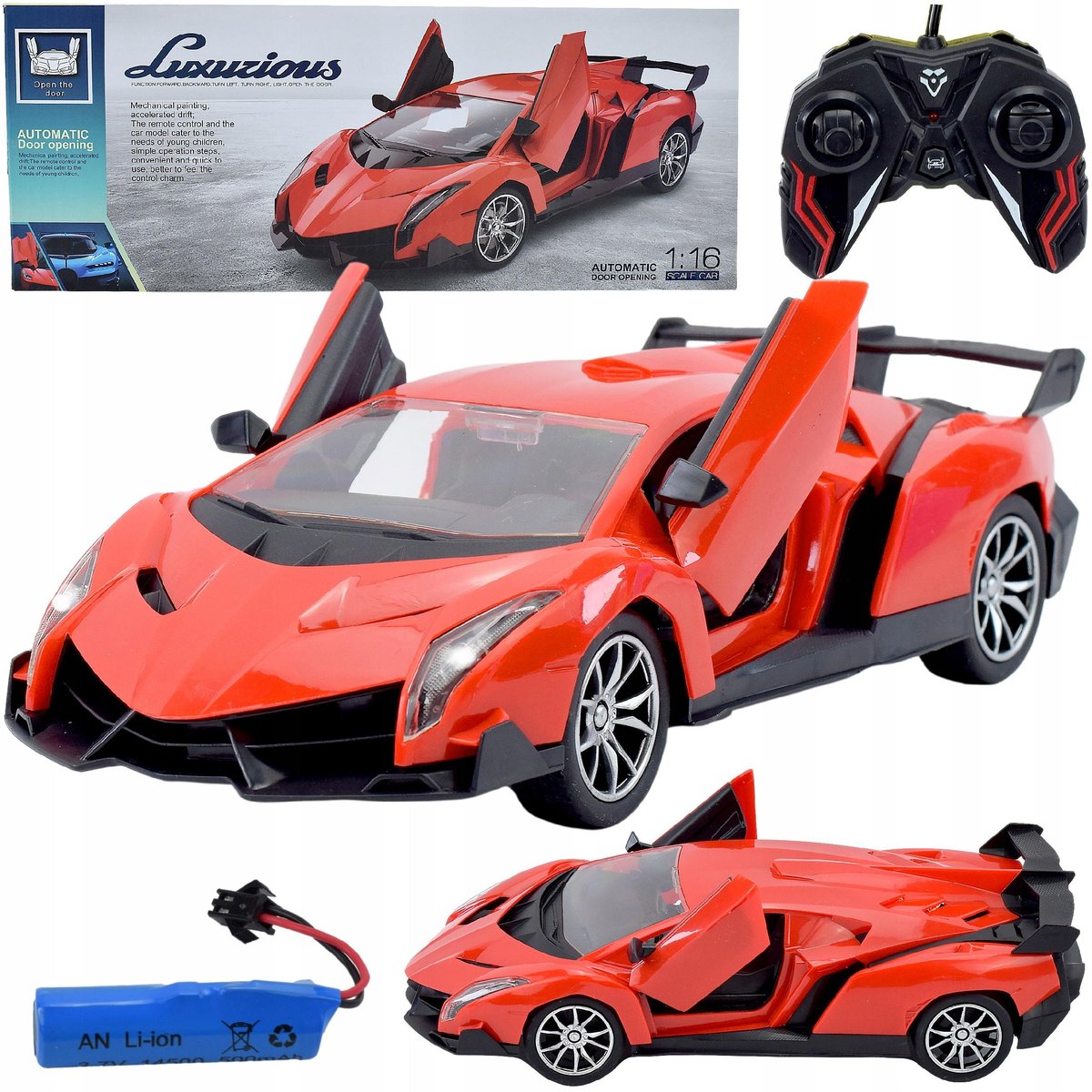 Auto Zdalnie Sterowane Sterowany Samochód Rc Otwierane Drzwi Świecą Światła