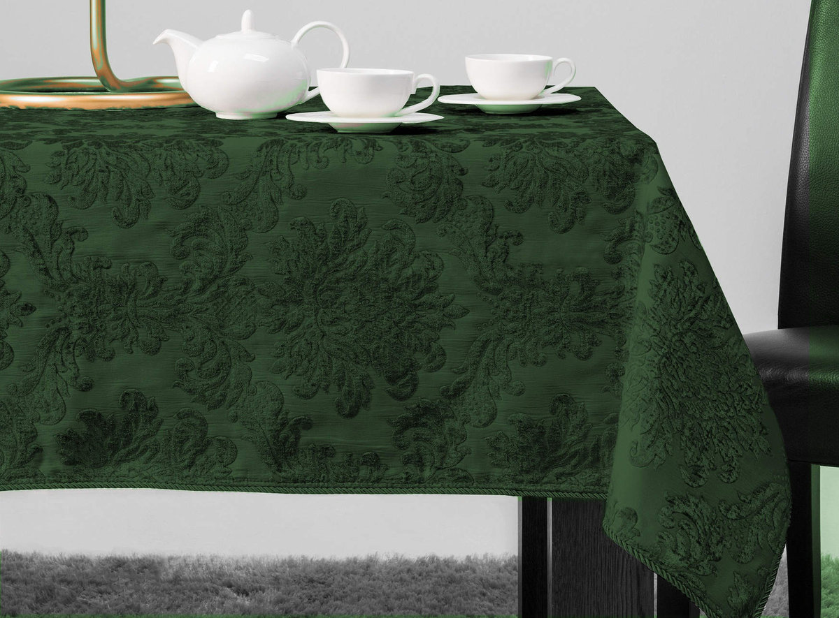 BAX Obrus zielony żakardowy 140x300 cm