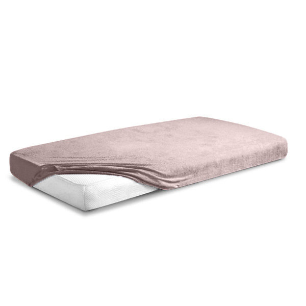 Prześcieradło frotte z gumką 140x200 różowe pudrowe Premium