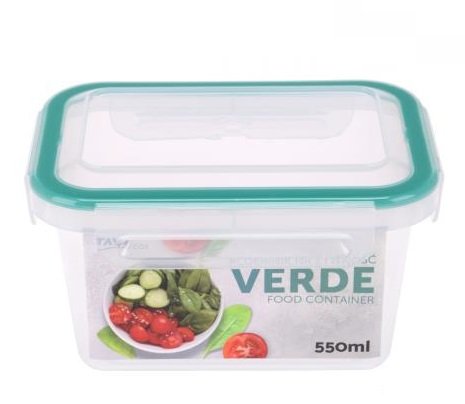 Pojemnik Prostokątny Do Przechowywania Żywności 550 Ml 0,55 L Verde Hermetyczny Szczelny Z Uszczelką 4 Klipsy