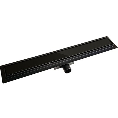 BRAVAT BRAVAT Odpływ liniowy z metalowym syfonem BLACK GLASS STEEL DRAIN 80 cm szkło czarne