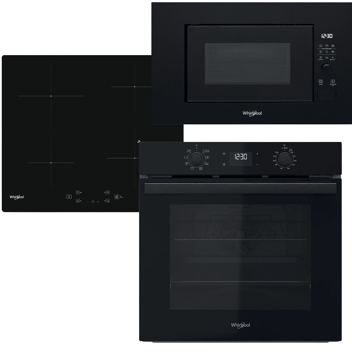 Zestaw AGD do zabudowy Whirlpool Piekarnik OMR 55CU1B + Płyta indukcyjna WSQ 2160NE + Kuchenka mikrofalowa WMF 200 GNB