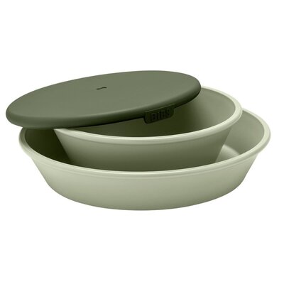 Bibs Dinner Plate Set Sage Talerzyk Z Miseczką Z Pokrywką