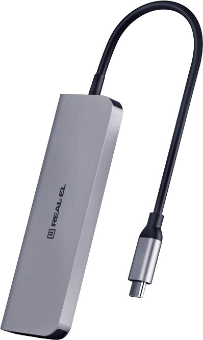 Hub USB Real-El type C Multifunction HUB USB 3.0 with HDMI CQ-700 Space Grey (EL123110002)