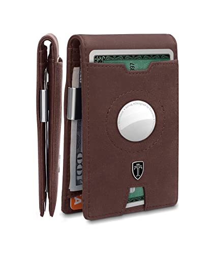 TRAVANDO AirTag * portfel męski z klipsem na pieniądze, etui na karty, blokowanie RFID, prezenty dla mężczyzn, vintage, brązowy, portfel na pieniądze