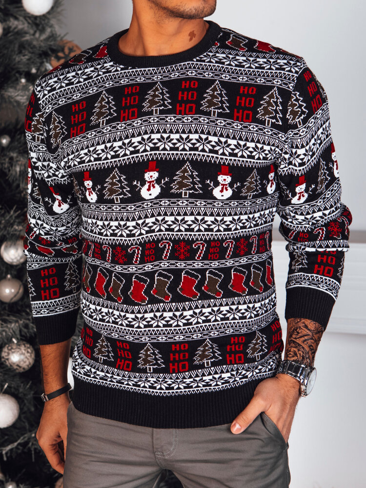Sweter męski świąteczny czarny Dstreet WX2165