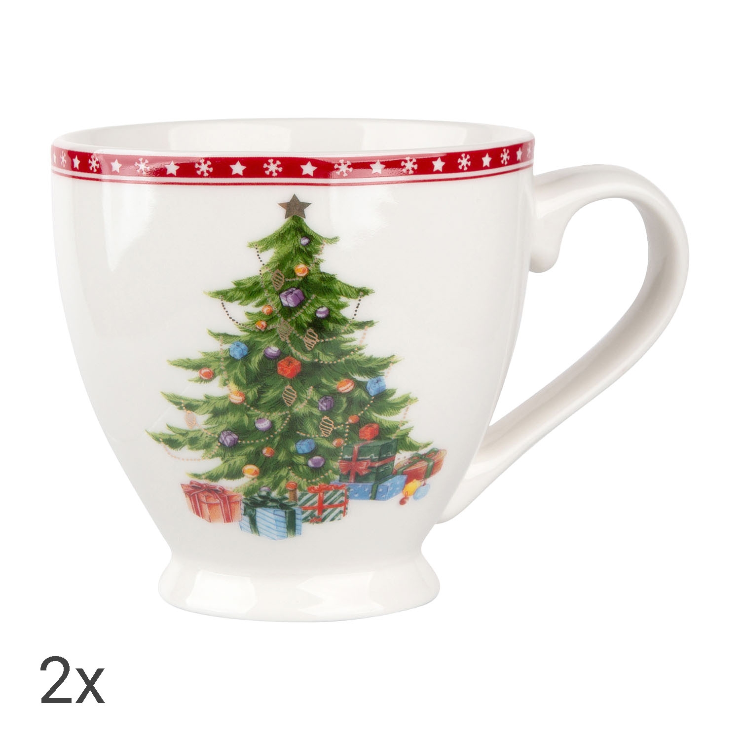 Porcelanowe Filiżanki Jumbo świąteczna choinka Altom, 2 sztuki, z choinką