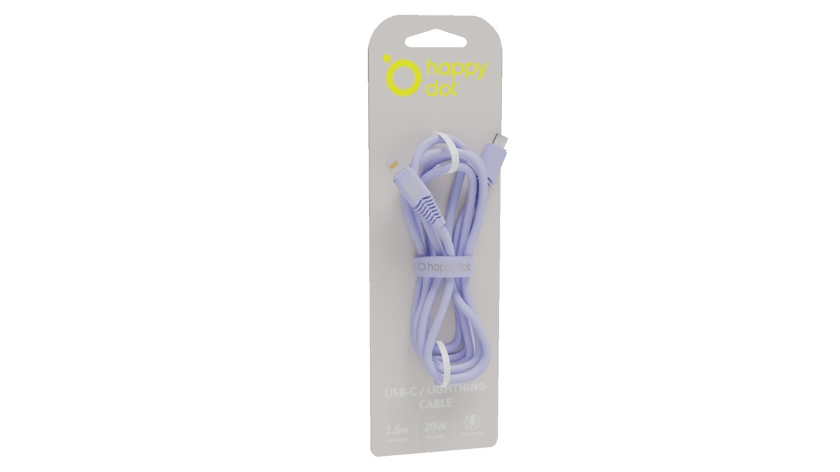 HappyDot Kabel USB-C/Lightning 20W liliowy