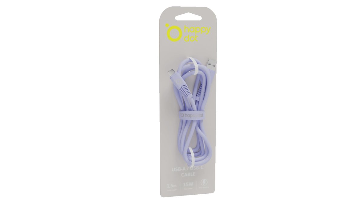 HappyDot Kabel USB-A/USB-C 15W liliowy