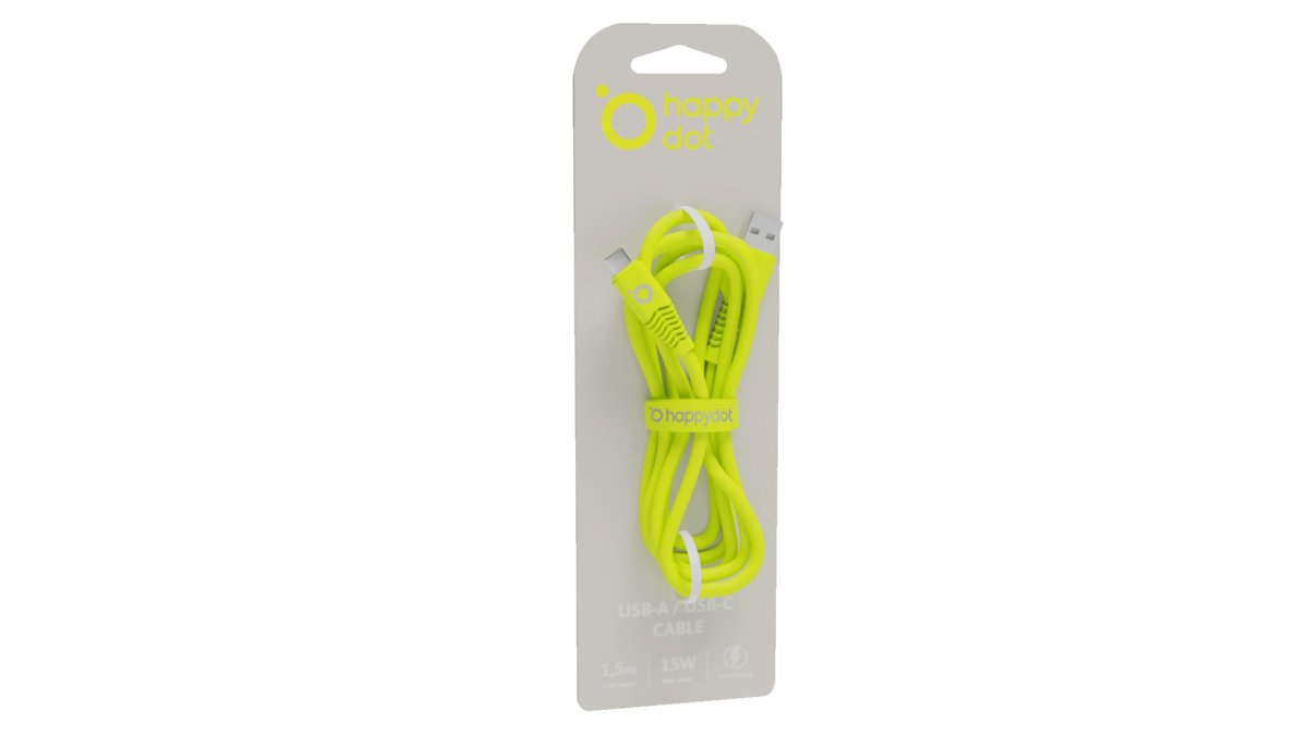 HappyDot Kabel USB-A/USB-C 15W limonkowy