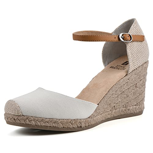 WHITE MOUNTAIN Damskie sandały mamba espadryle klin, Tkanina naturalna, 37 EU