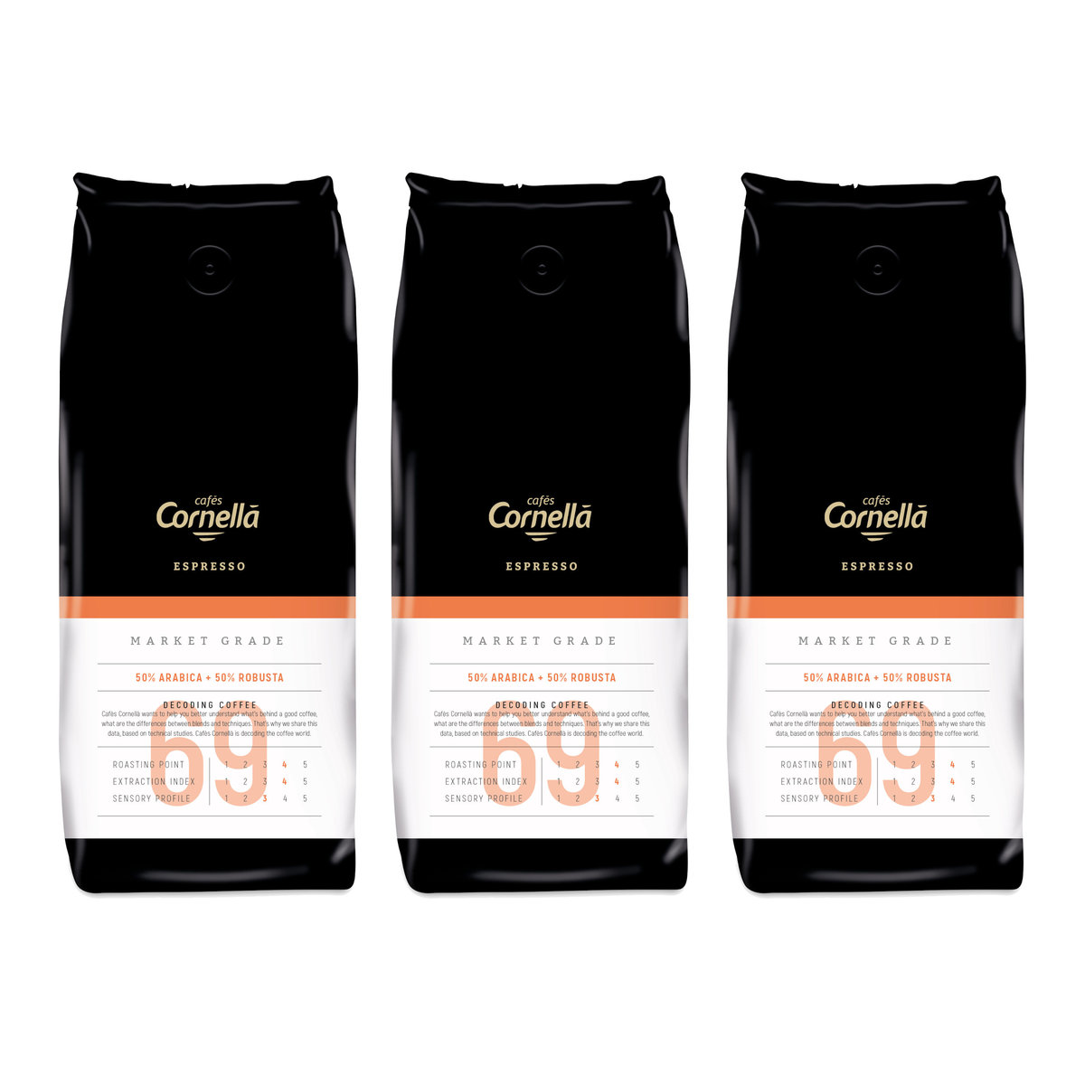 3x Kawa ziarnista CORNELLA Espresso 69 Market Grade 1 kg