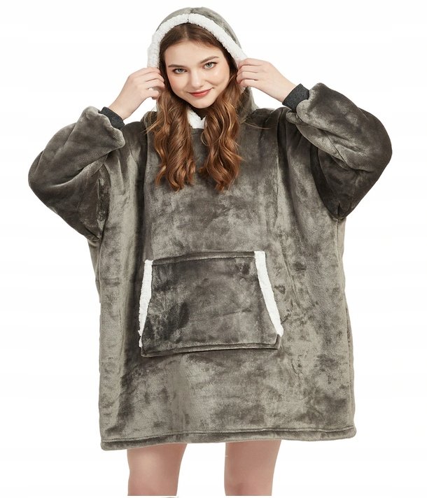 Ciepła Bluza Oversize XXL Koc Włochacz Futrzak 2w1