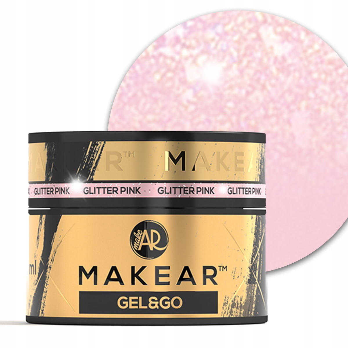 Makear Gel&Go, Budujący żel do paznokci, GG22 Pink Glitter, 15ml