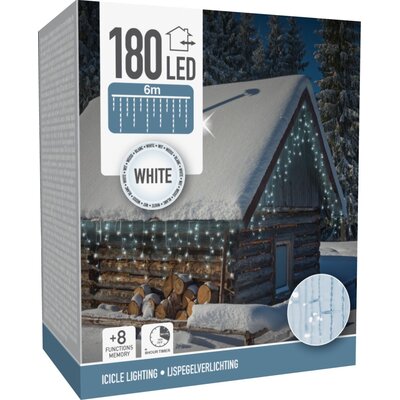 Koopman LAMPKI CHOINKOWE KURTYNA ŚWIETLNA ZEW 180 LED TIMER ZIMNY BIAŁY KABEL TRANSPARENTNY