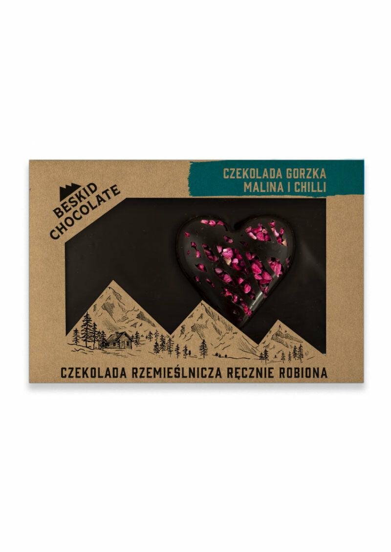 CZEKOLADA BESKID SERCE Z MALINAMI I CHILI GORZKA 70G