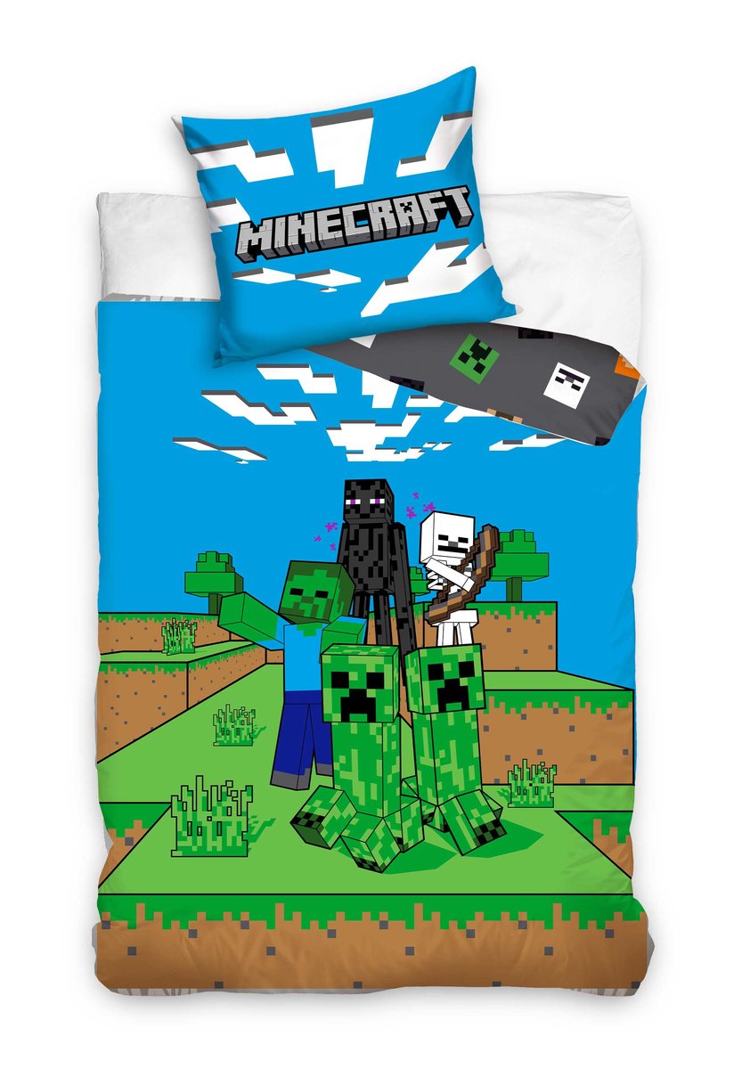 Pościel Minecraft 140 x 200 -Dziecięca 100% Bawełna  Poduszka 60 x 70 cm