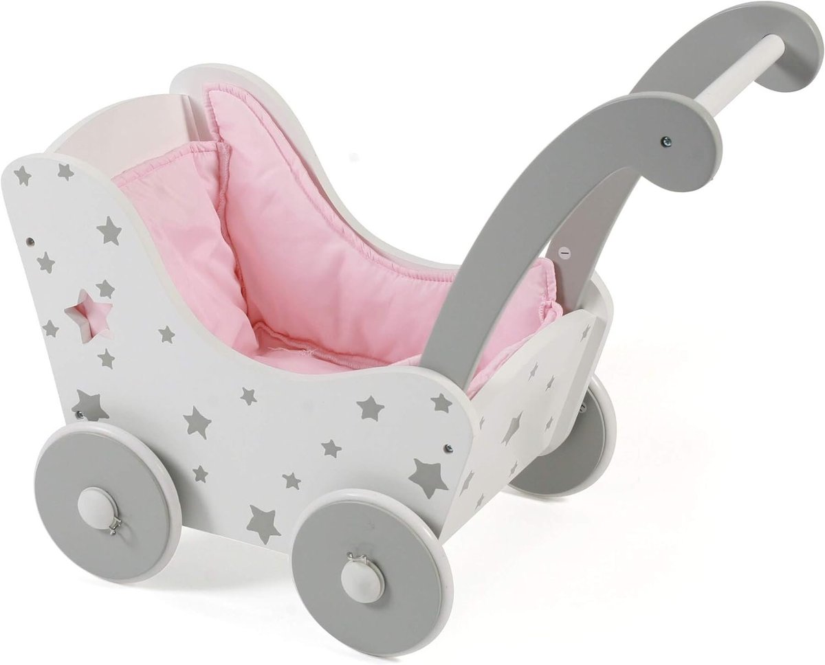 Bayer Chic 425 95 - Drewniany wózek dla lalki, w gwiazdki