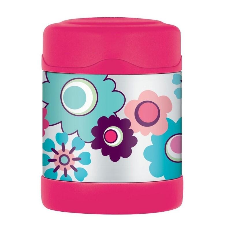 Thermos pojemnik termoizolacyjny do żuwności, pojemność 290 ml, wzór w kwiaty, kolor różowy 186394