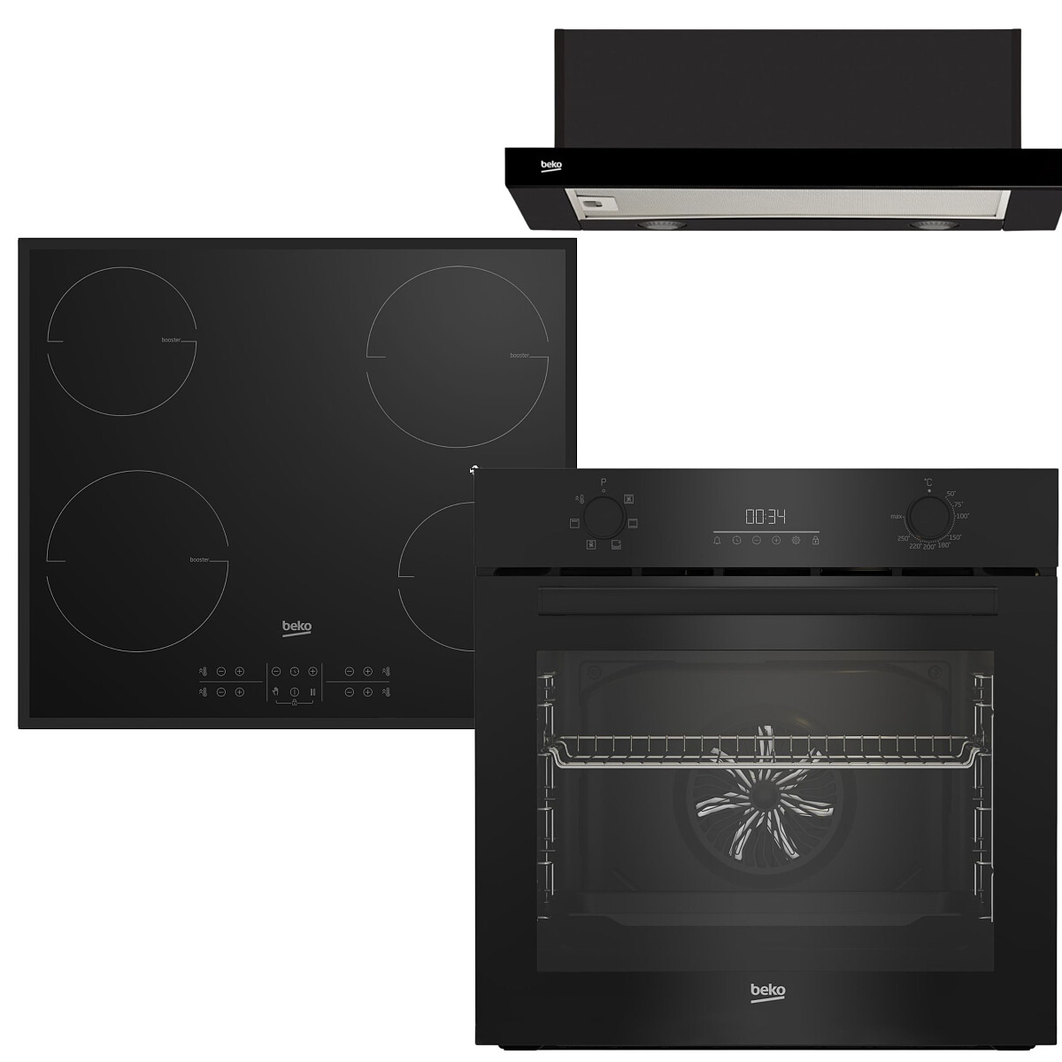 Zestaw AGD do zabudowy Beko Piekarnik BEYOND BBIE 17300B+ Płyta indukcyjna HII 64205MTB+Okap HNT 62210B