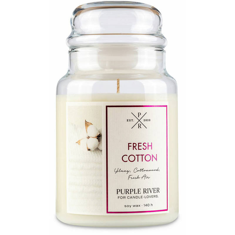 Purple River Sojowa Naturalna Świeca Zapachowa W Szkle 22 Oz 623 G - Fresh Cotton
