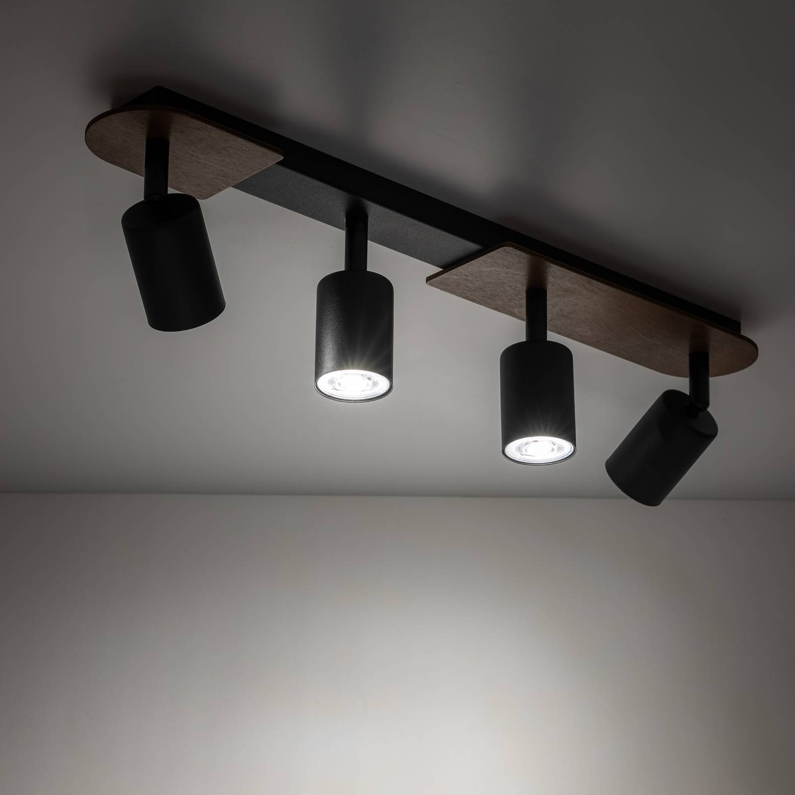 TK Lighting Reflektor sufitowy Cover Wood, orzech, 4-punktowy
