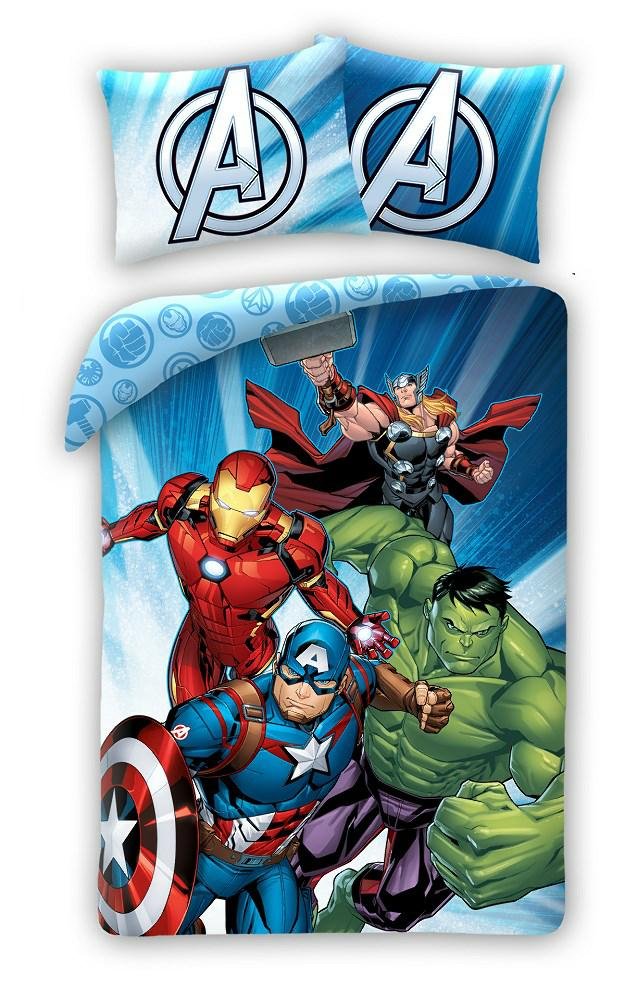 Pościel 140x200 Avengers niebieska poszewka 70x90 1925BL Kids 12 Halantex