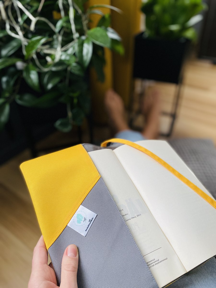 ETUI OKŁADKA NA KSIĄŻKĘ szary+pomarańczowy