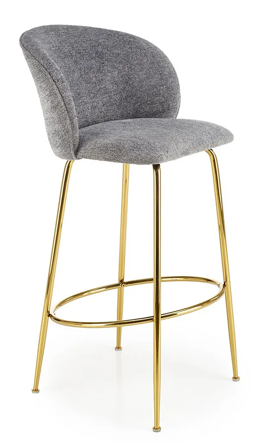 Szary tapicerowany hoker na złotej podstawie H4-M04