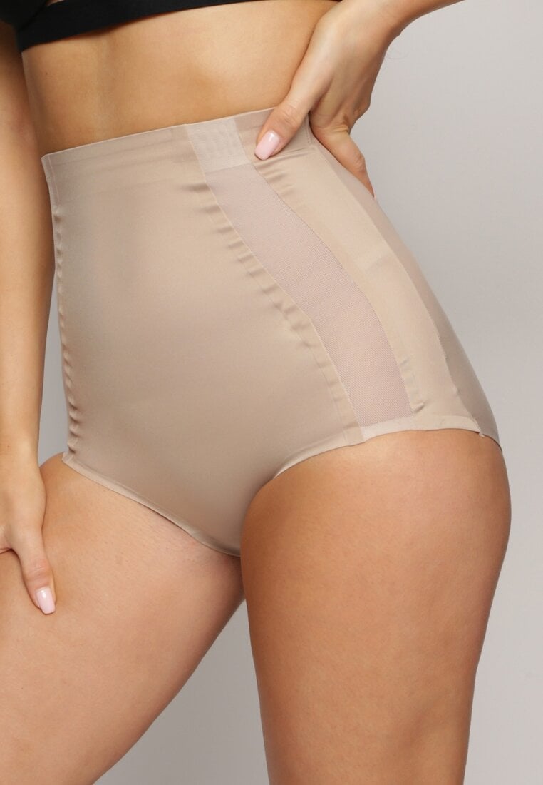 Beżowe Majtki Modelujące z Wysoką Talią Elissia