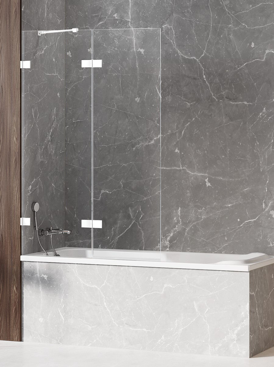 Parawan nawannowy New Trendy Avexa 120x150 cm 2-częściowy uchylny lewy chrom EXK-2976