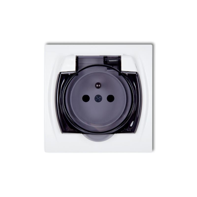 Karlik LOGO - Gniazdo bryzgoszczelne 2P+Z (klapka dymna) (biały) LGPB-1zd