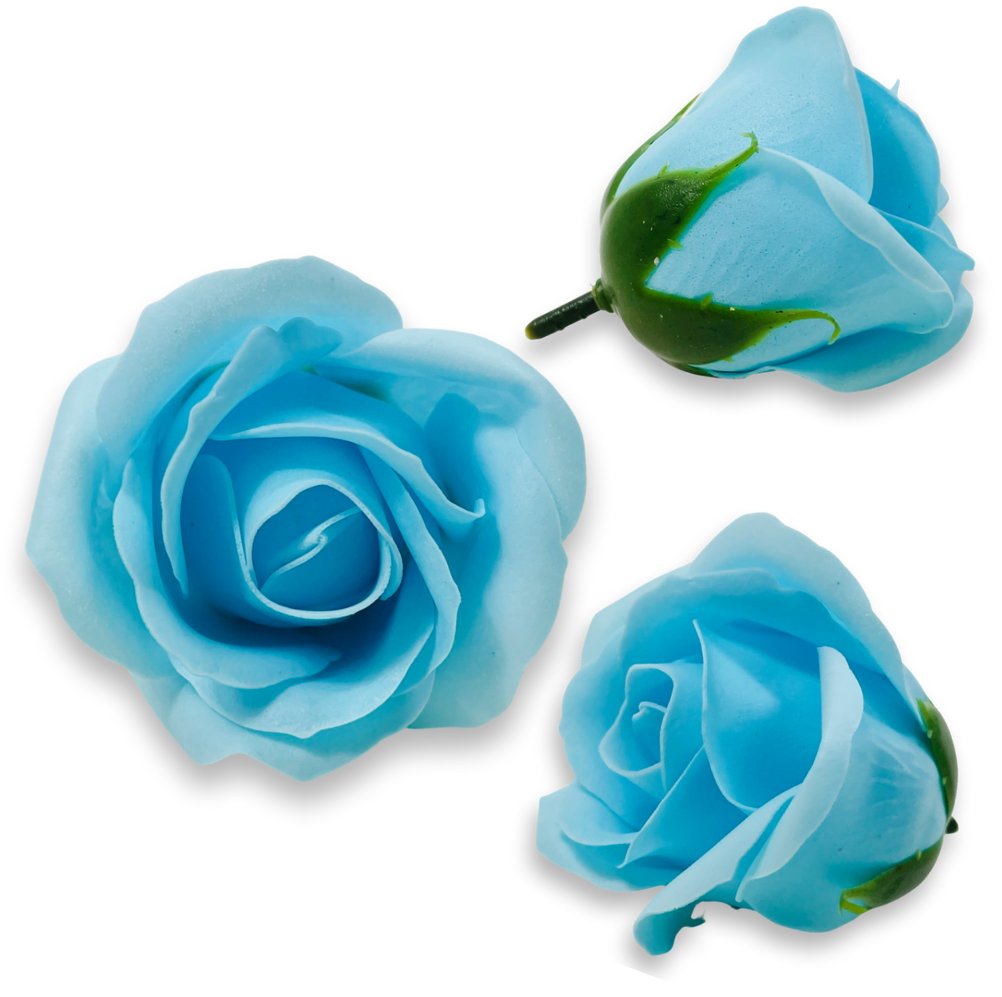 RÓŻA MYDLANA W KOLORZE JASNYM NIEBIESKIM