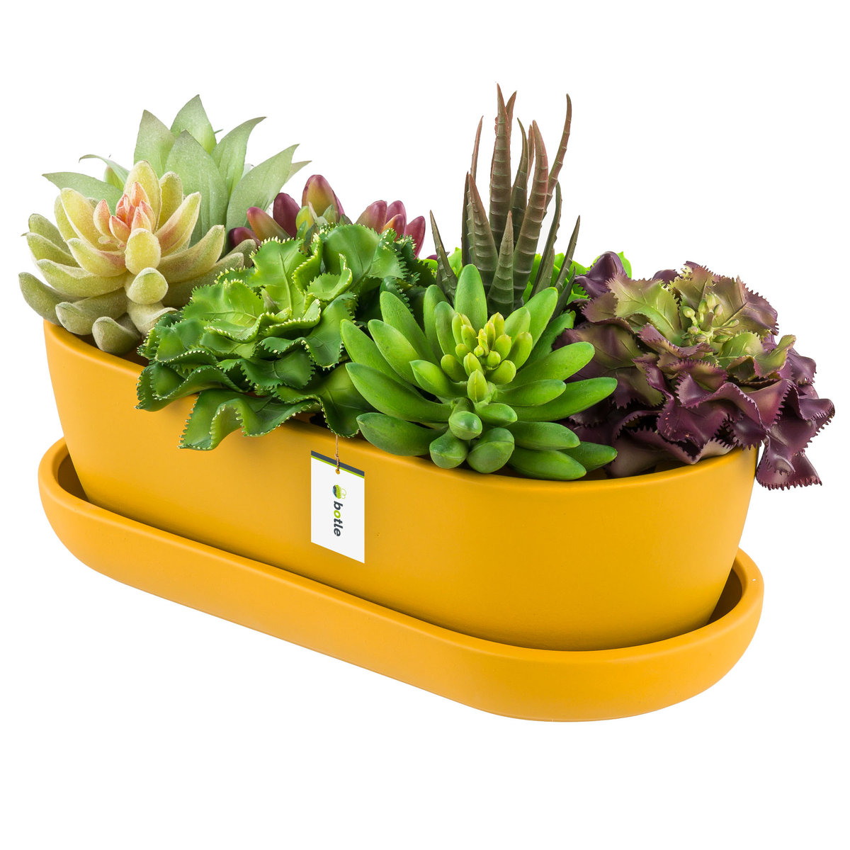 Doniczka ceramiczna nowoczesny kolor Żółty Mat 27,5 cm Owalna Kaktusiarka