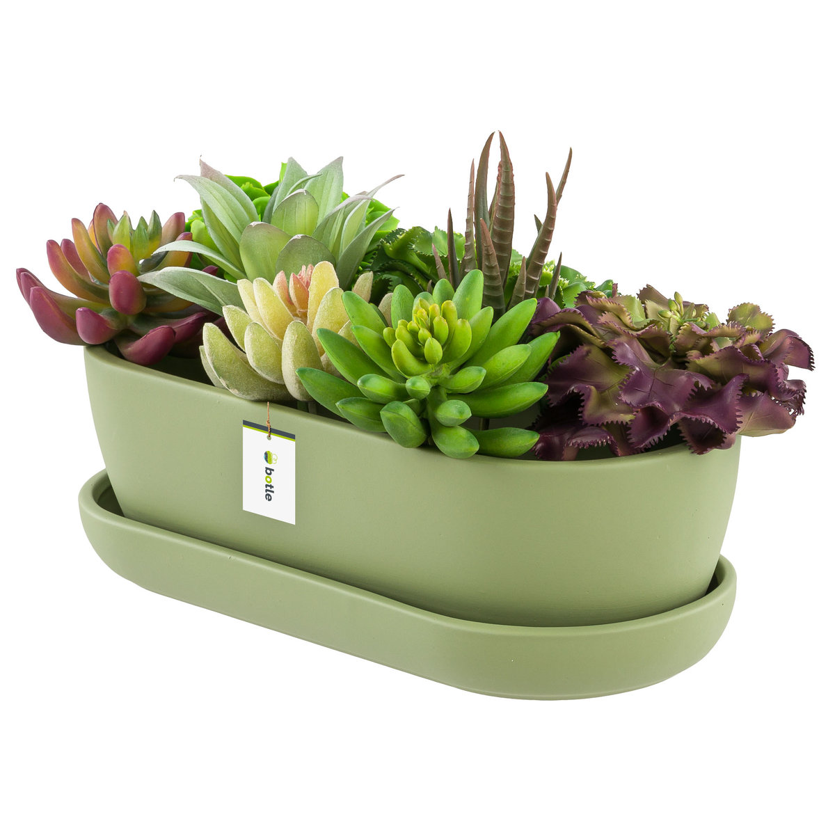 Doniczka ceramiczna nowoczesny kolor Jasny zielony Mat 27,5 cm Owalna Kaktusiarka