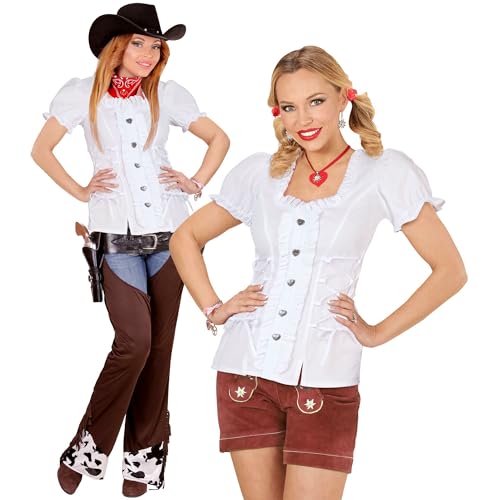 WIDMANN - Bluzka, biała, tradycyjna bluzka, bawarska, koszula damska, kowbojka, szeryf