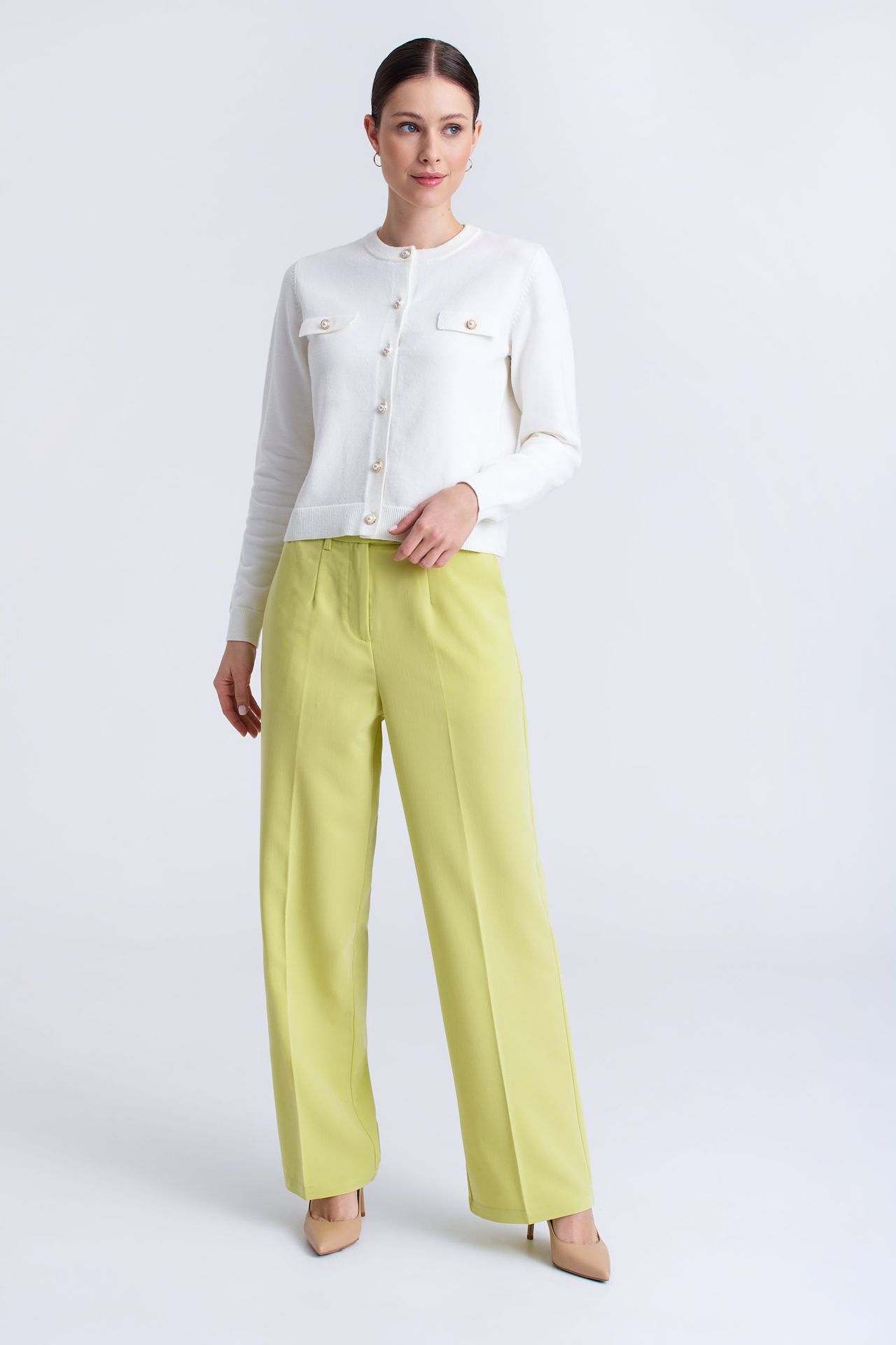 Eleganckie spodnie w kolorze limonki - Greenpoint