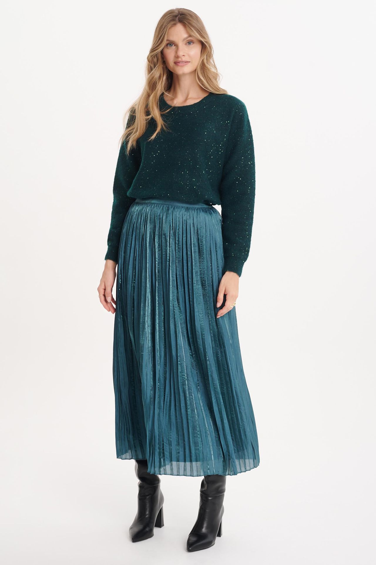 Ciemnozielony sweter z cekinami - Greenpoint