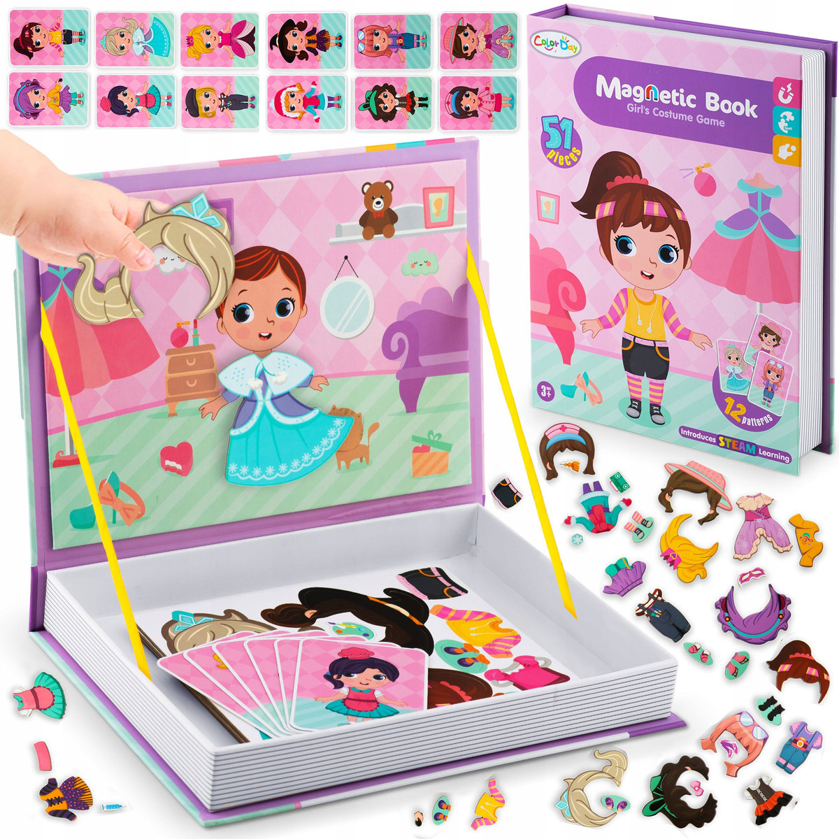 Ricokids, Książka magnetyczna edukacyjna pudełko puzzle układanka