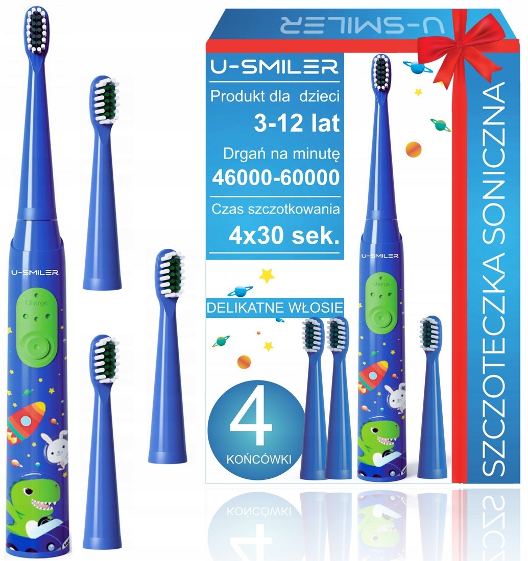 SZCZOTECZKA SONICZNA DLA DZIECI + 4 KOŃCÓWKI ELEKTRYCZNA DO ZĘBÓW