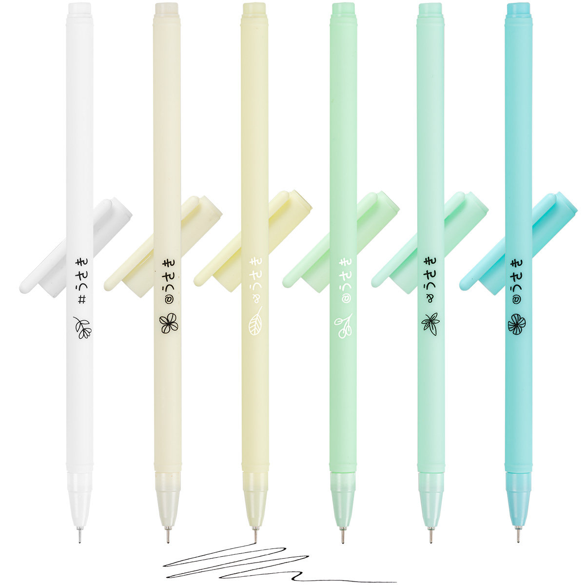 Zestaw Długopisów CIENKOPISY Czarne Żelowe 6szt PASTELOWE