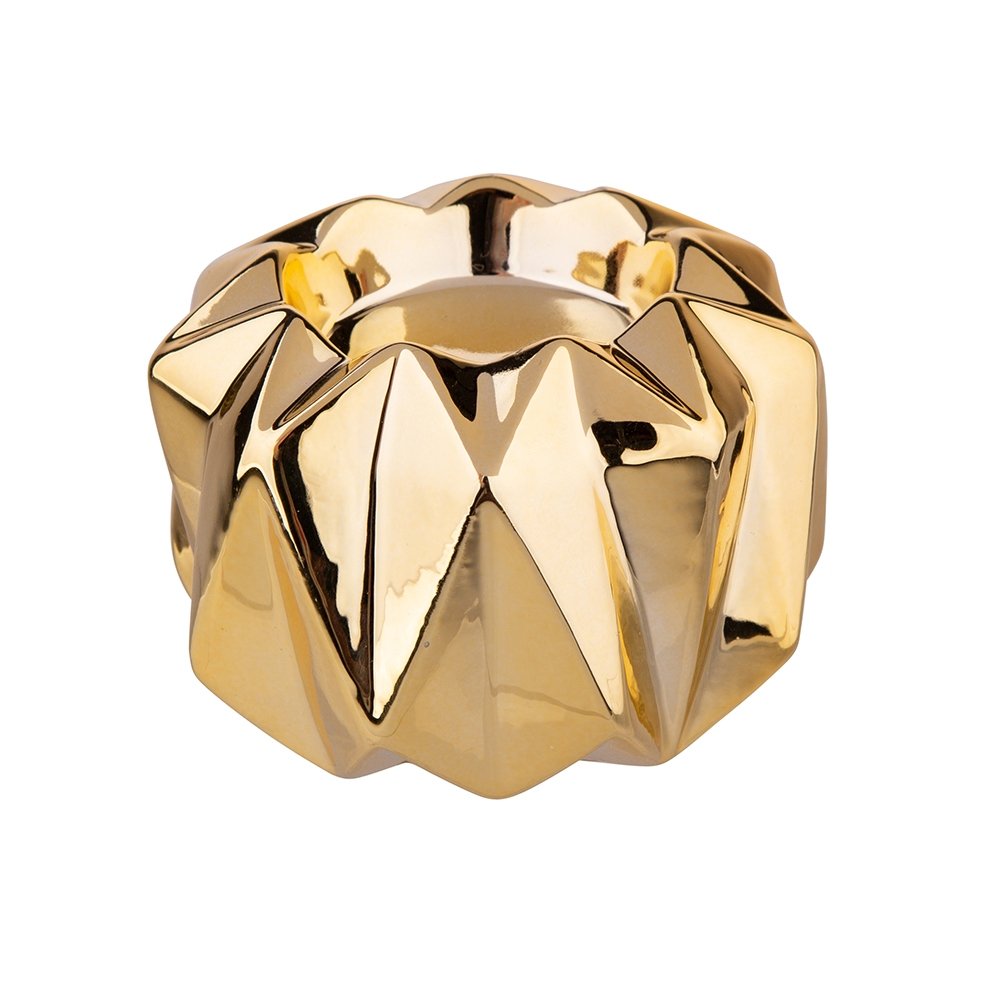 Świecznik Porcelanowy Złoty 9X9X6 Cm