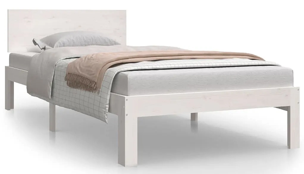 Białe pojedyncze łóżko drewniane 90x200 N2-N20