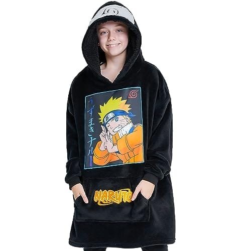 Naruto Oversized Blanket Hoodie - Wygodna Kocowa Bluza Z Kapturem Dla Dzieci I Nastolatków. Czarna Bluza Koc Z Nadrukiem Anime. Idealny Prezent Dla ..