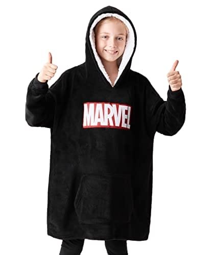 Marvel Oversized Blanket Hoodie Dla Dzieci Avengers Captain America Iron Man Thor Hulk - Kolorowy I Ciepły Koc W Formie Bluzy Z Kapturem