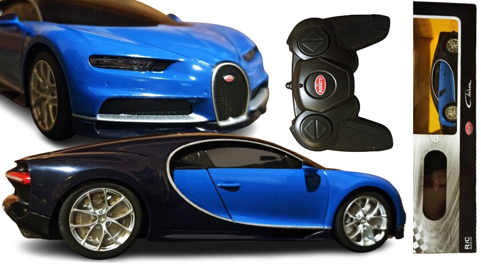 Autko Zdalnie Sterowane Rastar BUGATTI CHIRON Samochód Auto Na Pilot 2,4GHz RC 1:24 Niebieskie